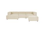 3-SITZER-ECKSOFA Leinen Beige Linksseitig Mit Ottomane Aprica