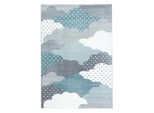 Kinderteppich Cogne, Mit Wolken-Motiv, Blau, 80 X 150 Cm