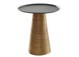 Beistelltisch – Rund Aluminium Schwarz Gold Muster Handgefertigt 40X40 Cm