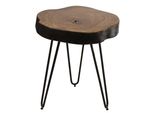 Beistelltisch Massivholz Metallbeine Baumstammoptik Balu, Braun 35X35X45 Cm