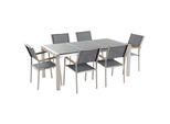 GartenmÖBel Set 6-Sitzer Granit Grau Poliert Textilbespannung Grau Grosseto