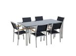 GartenmÖBel Set 6-Sitzer Glasplatte Schwarz Textilbespannung Schwarz Grosseto