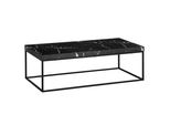 Couchtisch In Stein-Optik Mit Metallbeinen, Modernes Design, Rechteckig, Groß, Schwarz 120X60X38 Cm