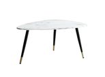 Couchtisch Mit Marmor Optik, Dreibein, Metall-Gestell, Dreieckig, Weiß 90X60X41 Cm
