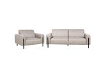 4-SITZER-SOFA Set Lederoptik Hellgrau Askim