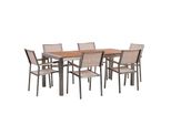 GARTENMÖBEL-SET 6-Sitzer Eukalyptusholz Textilbespannung Beige Grosseto