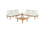 4-SITZER Lounge Set Zertifiziertes Akazienholz Hellbraun Modular Auflagen Cremeweiß Frascati