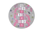 Kinderteppich Waschbar, Mit HüPfkäStchen-Motiv, Rosa, Ø 160 Cm