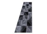 Teppich Kurzflor Inn In Schwarz, Kariert, 80 X 300 Cm
