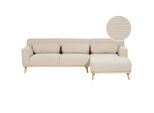3-SITZER-ECKSOFA Cord Hellbeige Rechtsseitig Simos