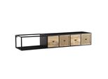 Lowboard HäNgend Mango Massivholz Metall Modern Stil Mit Schubladen Und Rattan-Fronten