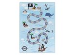 Spielteppich Traun In Blau, Mit Piraten-Motiv, 140 X 200 Cm