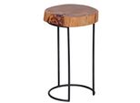 Beistelltisch Massivholz Metallgestell Baumstammplatte Landhausstil Indi, Beige 28X28X45 Cm