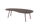 Couchtisch Retro-Stil Mit Nierenform, Massivholz, Metallbeine, Pflegeleichte Tischplatte, Beige 122X63X36 Cm