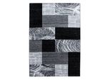 Teppich Kurzflor Drau In Schwarz, Abstrakt Kariert, 80 X 150 Cm