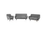 SOFA-SET 6-Sitzer Samtstoff Grau Bodo