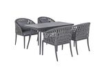 GARTENMÖBEL-SET 4-Sitzer Aluminium/Flechtseil Grau Lipari