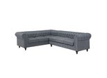 Ecksofa Polsterbezug Schwarz Linksseitig Chesterfield