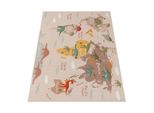 Kinderteppich Waschbar, Mit Dino-Motiv, Beige, 140 X 200 Cm