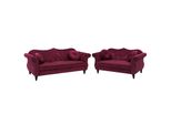 SOFA-SET 5-Sitzer Samtstoff Rot Skien