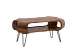 Couchtisch Rechteckig In Massivholz Und Metall 100X60X47Cm Mit Stauraum Und Haarnadelbeinen