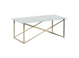 Couchtisch Marmor Optik Weiß/Gold Rechteckig 100/50 Cm Emporia
