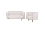 3-SITZER Sofa Set Polsterbezug Beige/Gold Loen