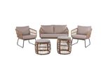 GARTENMÖBEL-SET 4-Sitzer Rattan Beige Ravello