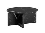 Couchtisch Rund In Stein-Optik – Modernes Design In GroßFormat, Schwarz 70X70X33 Cm