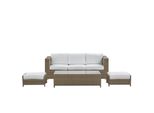 Lounge Set 5-Sitzer Braun Auflagen Weiß Belluno