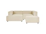 2-SITZER-ECKSOFA Leinen Beige Linksseitig Mit Ottomane Aprica