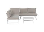 Lounge Set 5-Sitzer Modular Weiß Auflagen Taupe Coccorino