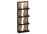 Wandregal Mango Massivholz Metall Industrial Stil 30X80X10 Cm Rechteckig Mit 4 Ablagen Und Wellenmuster