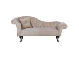 Chaiselongue Samtstoff Beige Linksseitig Lattes