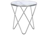 Beistelltisch Marmor Optik Weiß/Silber 50 Cm Meridian