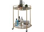 Servierwagen – Gold, Sicherheitsglas, Auf Rollen
