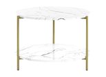 Couchtisch Marmor Optik Weiß/Gold 60 Cm Reva