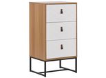 Kommode 3 Schubladen Heller Holzfarbton/Weiß Nueva