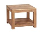 Couchtisch Massivholz Im Landhausstil Mit Ablagefach Und Pflegeleichter OberfläChe, Beige 60X60X45 Cm