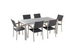 GartenmÖBel Set 6-Sitzer Granit Grau Poliert Rattan Grosseto