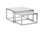 Couchtisch 2Er-Set Quadratisch Weiß/Silber Brea