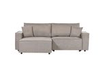 3-SITZER-ECKSOFA Taupe Linksseitig Mit Schlaffunktion Stauraum Karila