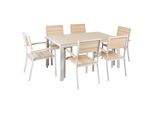 GARTENMÖBEL-SET 6-Sitzer Kunstholz Beige/Weiß Como