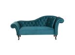 Chaiselongue Samtstoff BlaugrüN Rechtsseitig Lattes