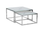 Couchtisch 2Er-Set Quadratisch Weiß, Silber Brea