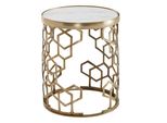 Beistelltisch – Rund Marmoroptik Goldfarben Metall 44 Cm Durchmesser