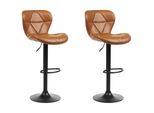 Barhocker 2Er-Set Kunstleder Goldbraun/Schwarz HöHenverstellbar Valetta