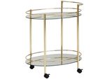 Servierwagen – Gold, 2 Glasplatten, Auf Rollen
