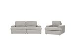 SOFA-SET 4-Sitzer Hellgrau Alla