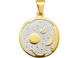 KettenanhäNger Firetti "Schmuck Geschenk Gold 585 Halsschmuck Himmel Sonne Mond Sterne", Silber (Gelbgoldfarben, Silberfarben), SchmuckanhäNger, Damen, Gelbgold 585, 1,34 G, KettenanhäNger